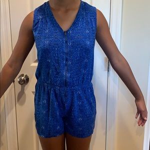 Blue Zip Up Romper